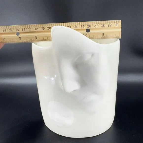 Sara Lund Face Vase Mother and Child Hand Made Stoneware Pottery Artist Signed